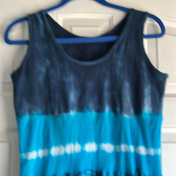 FABULOUS BLUE & WHITE TIE DYE OMBRÉ MAXI DRESS SIZE MEDIUM - Picture 7 of 15